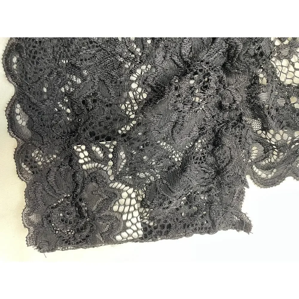Women's Sheer Black Lace Bralette Sexy Lingerie‎ Deep V Cropped Top Boho Small